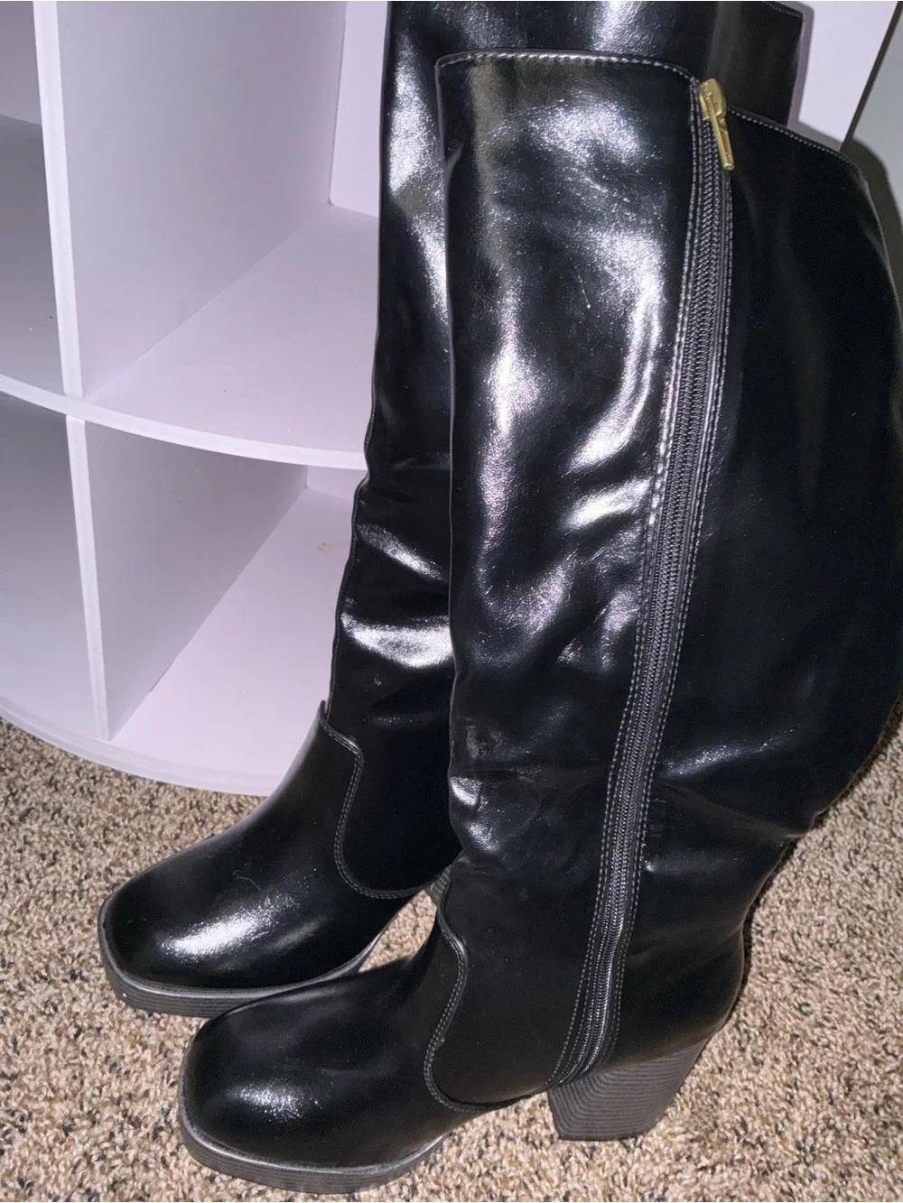 Women's Black Over-The-Knee Block Heel Boots